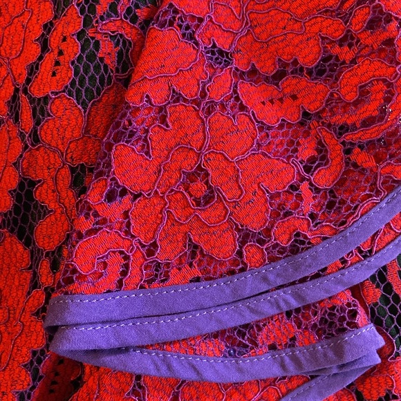Lulu’s NWT Under the Stars Red Purple Lace Lined Mini Dress 3288 - Picture 9 of 11